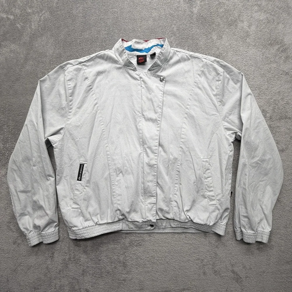 Quiksilver Jacket Mens 2XL Gray Bomber Collared Lined Stranger Things‎ Logo